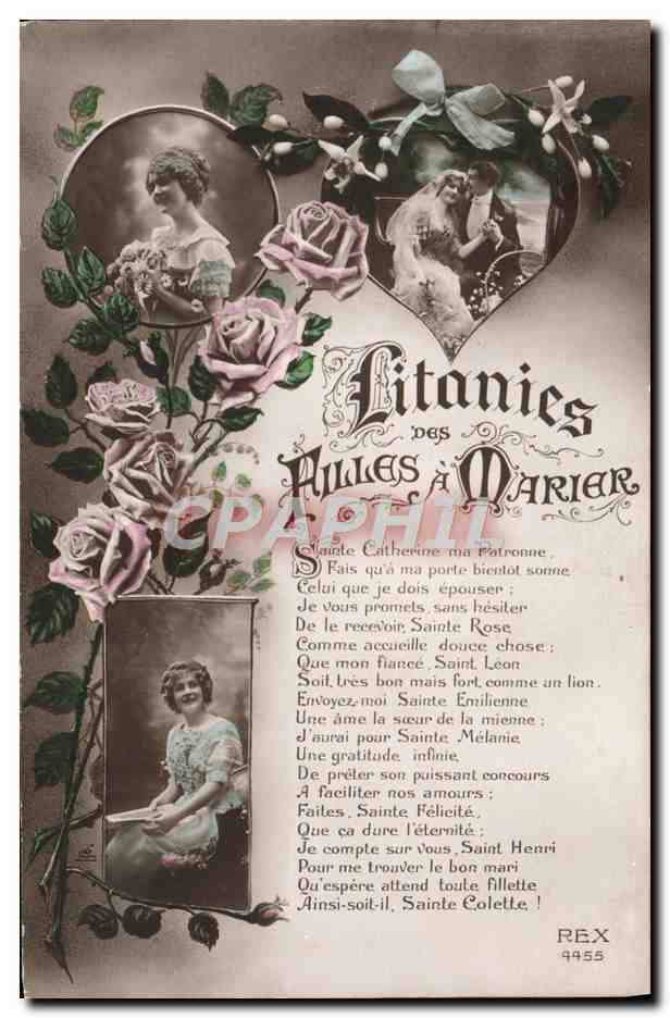 CPA Fantaisie Litanies filles a marier Mariage 