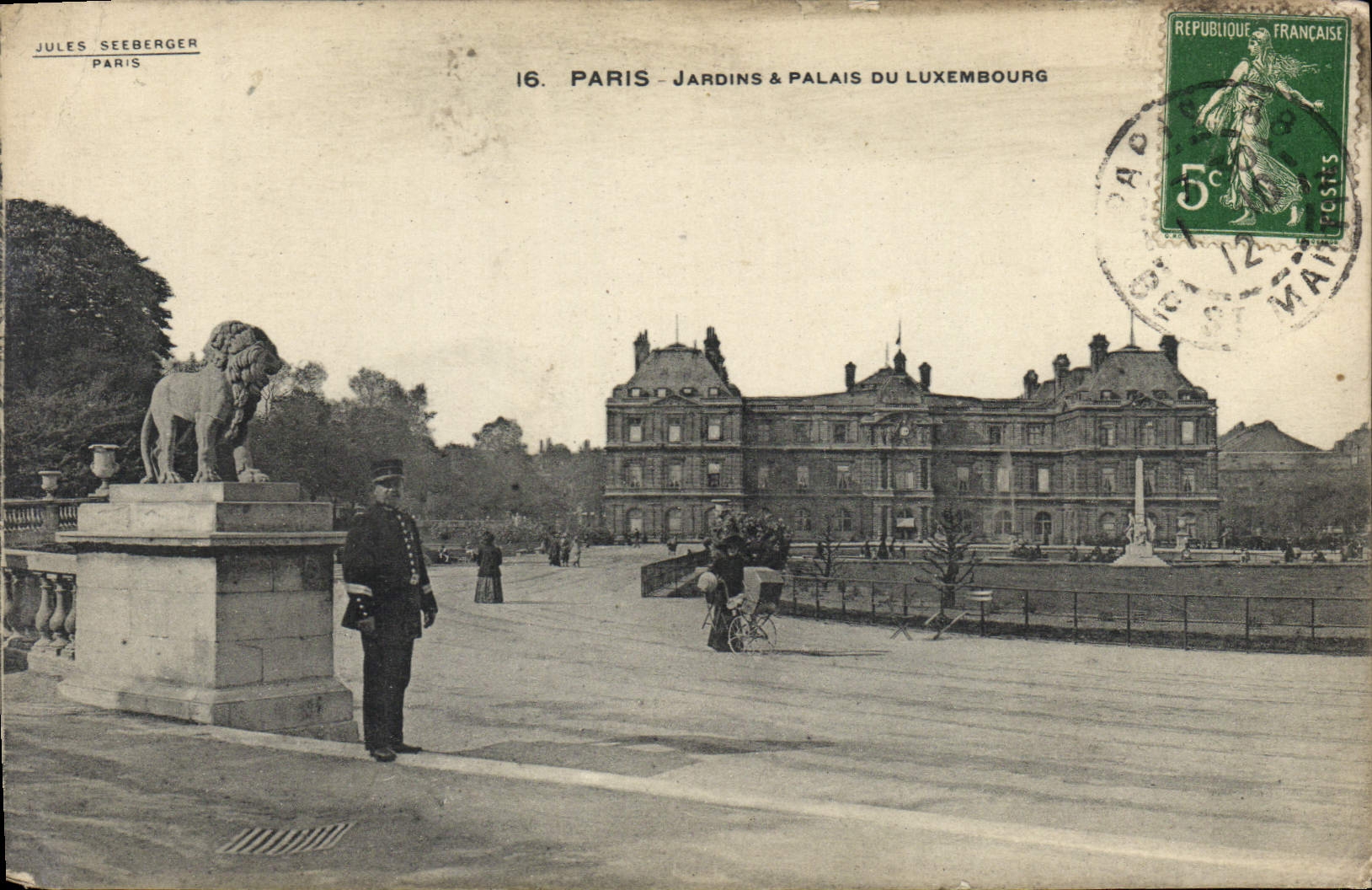 CPA Paris Jardins Palais Du Luxembourg Lion