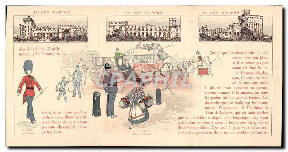 CPA depliant Au Bon Marche Toto a Londres Marins London — Rückseite