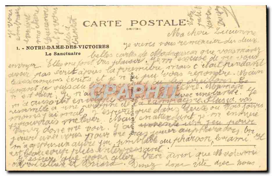 CPA Notre Dame Des Victoires Le Sanctuaire — Rückseite
