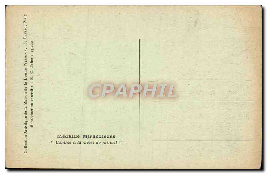 CPA Medaille Miraculeuse Comme A La Messe De Minuit — Back