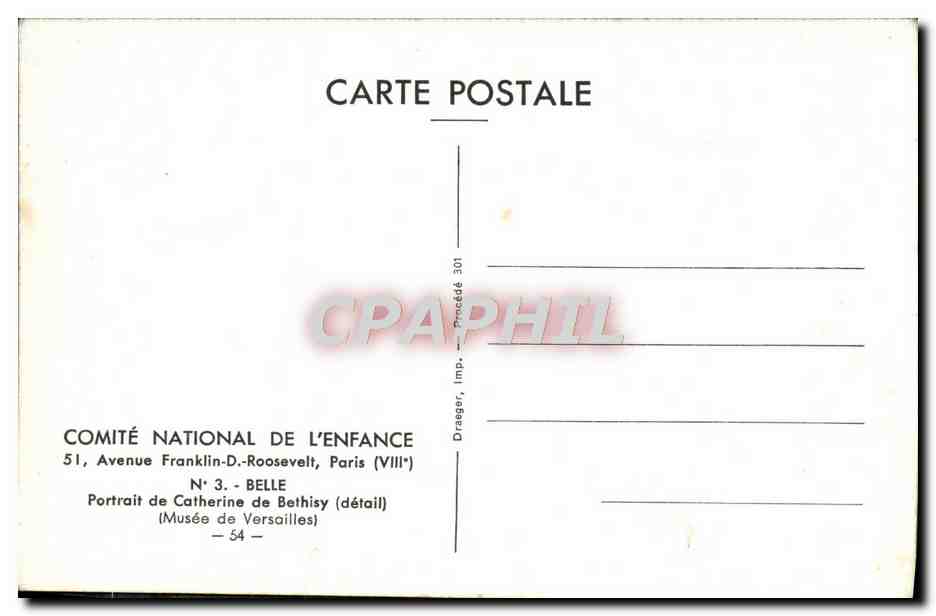 CPM Portrait de Catherine de Bethisy Musee de Versailles Perroquet — Rückseite