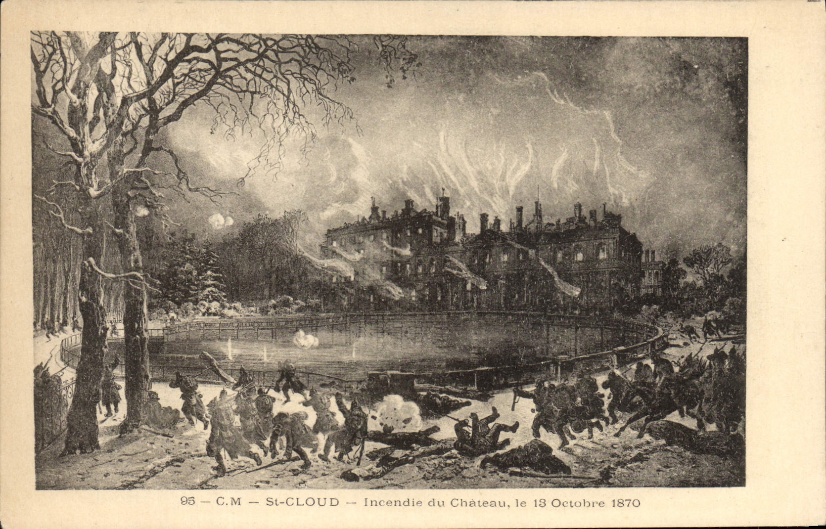 CPA Saint Cloud Incendie Du Chateau Le 13 octobre 1870 