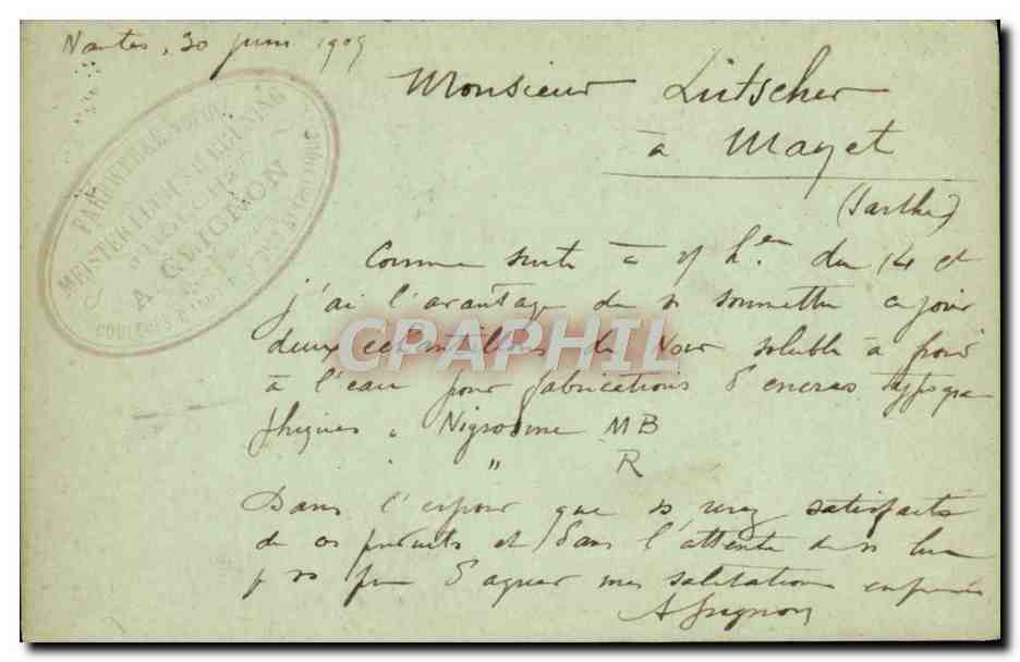 Entier postal 10c Semeuse Lutscher Mayet Sarthe  — Rückseite