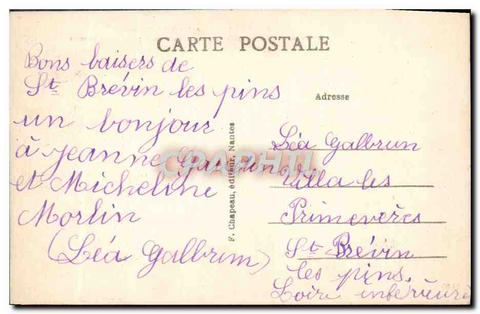 CPA Saint Brevin Les Pins Le Saint Christophe au depart pour Saint Nazaire Bateau — Rückseite