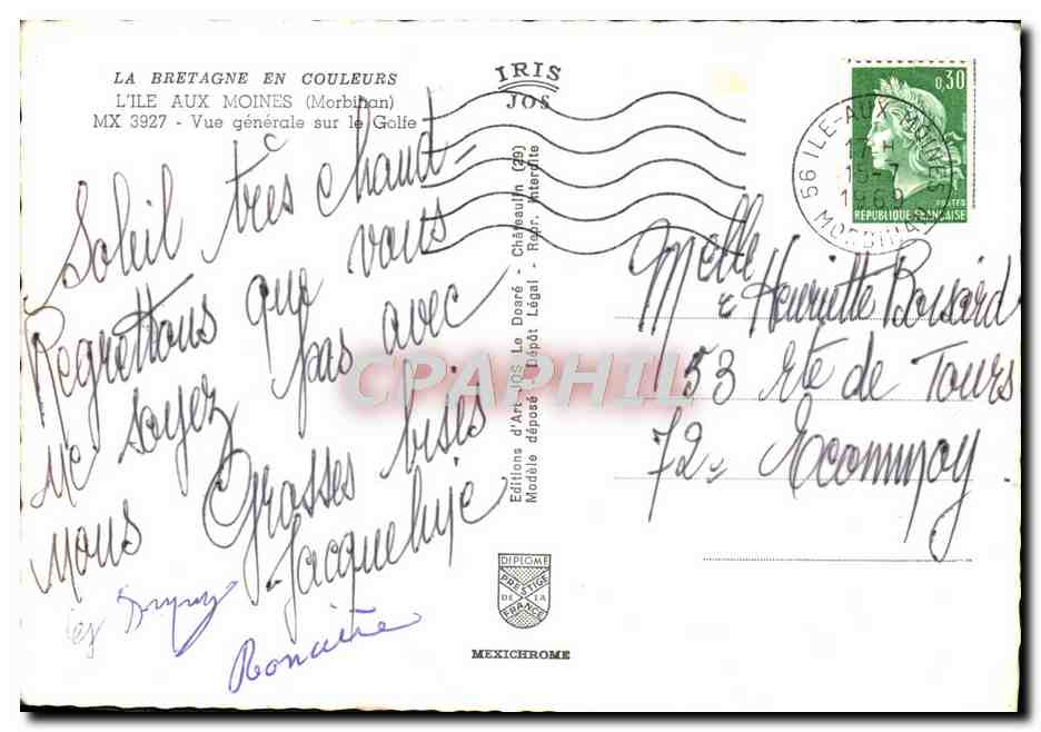 Vue générale sur la Golfe — L'Île aux Moines (Morbihan) — Éditions d'Art Jos — Back