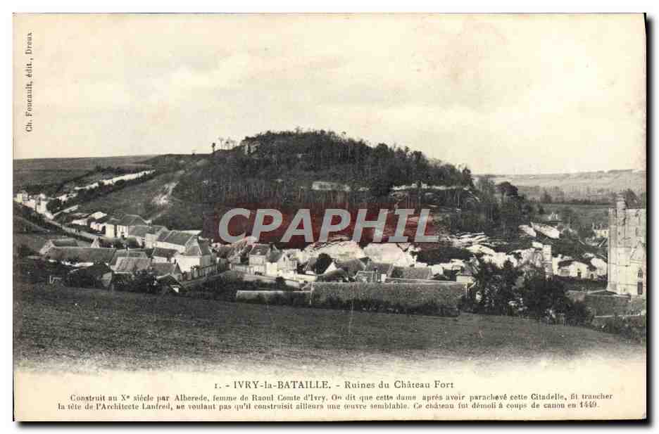 CPA Ivry La Bataille Ruines Du Chateau Fort
