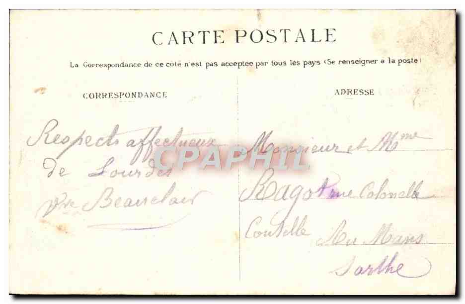 CPA Lourdes Moulin ou est ne Bernadette Soubirous  — Verso