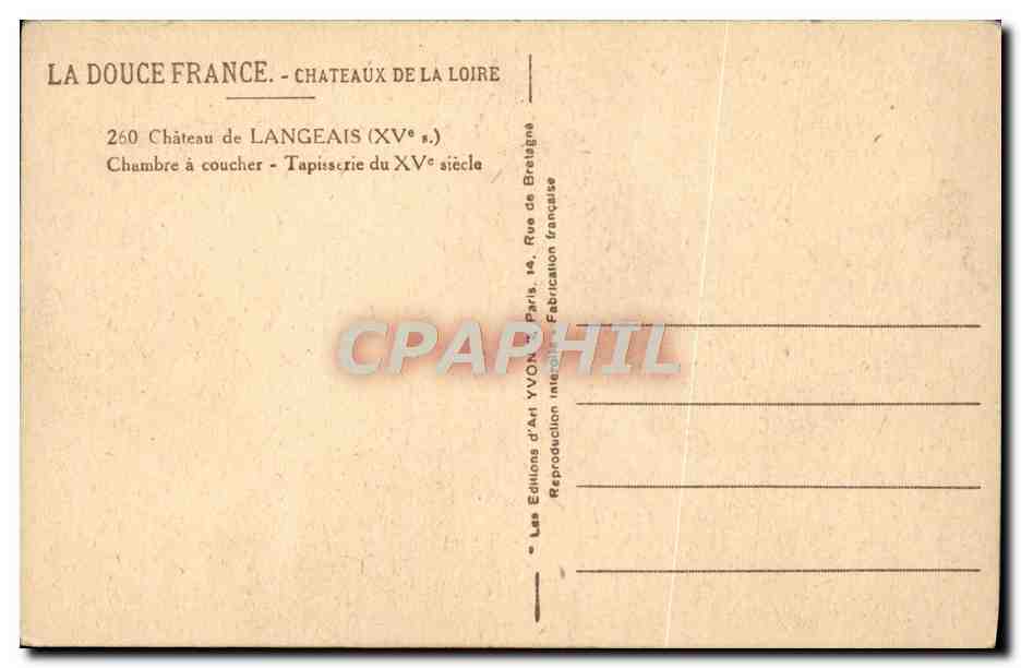 CPA Langeais Chambre A Coucher Tapisserie du 15eme  — Verso
