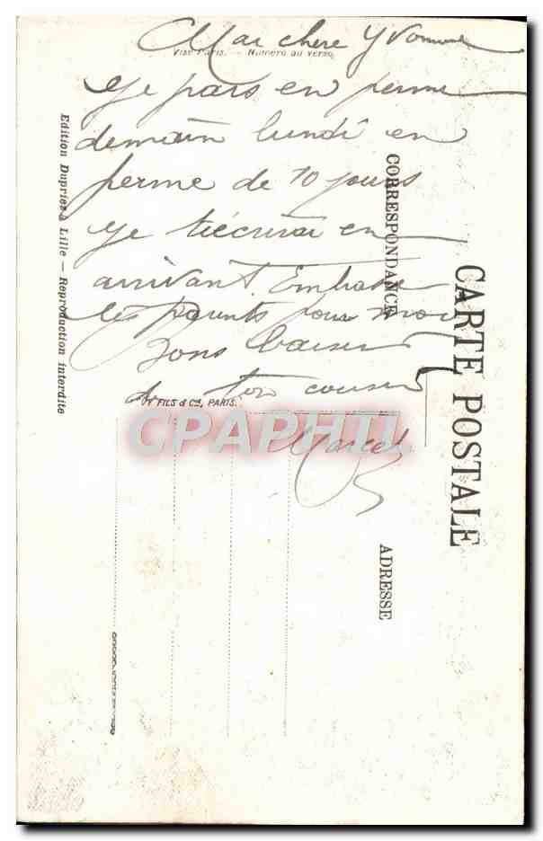 CPA Lille Explosion Du 11 Janvier 1916 Rue De Trevise Estaminet Dubusbaux — Verso