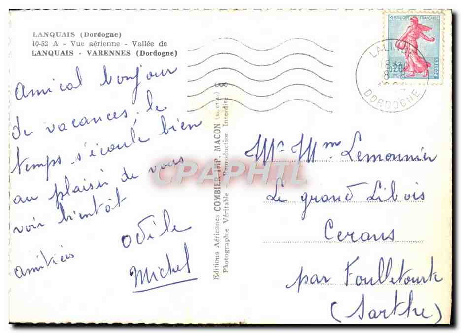 Lanquais - Vue aérienne - Vallée de Lanquais (Dordogne) — Éditions Aériennes COMBIL - IMP. MACON — Reverso