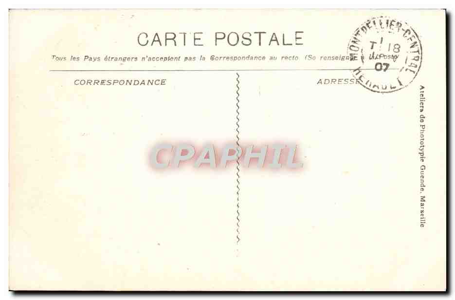 CPA Montpellier La place de la Comedie — Rückseite