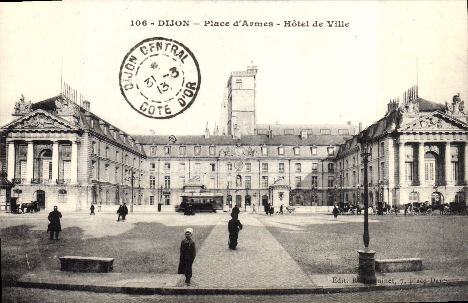 CPA Dijon Place D'Armes Hotel De Ville