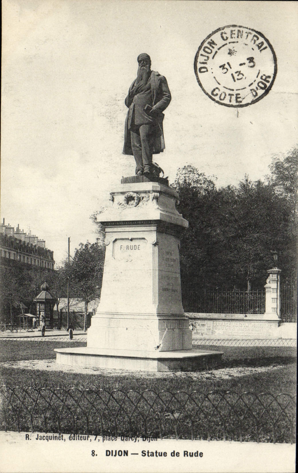 Dijon — Statue de Rude — R. Jacquinét, éditeur, 7, place Darcy, Dijon