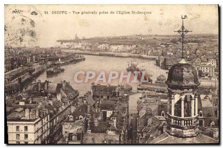 CPA Dieppe Vue Generale Prise De I'Eglise St Jacques