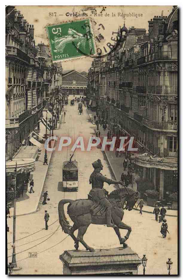 CPA Orleans Rue De La Republique Tramway