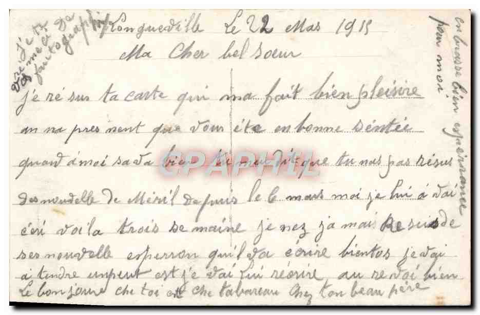 Nurse and Wounded Soldier — War Postcard — 'La Pensée' n°28 — Back