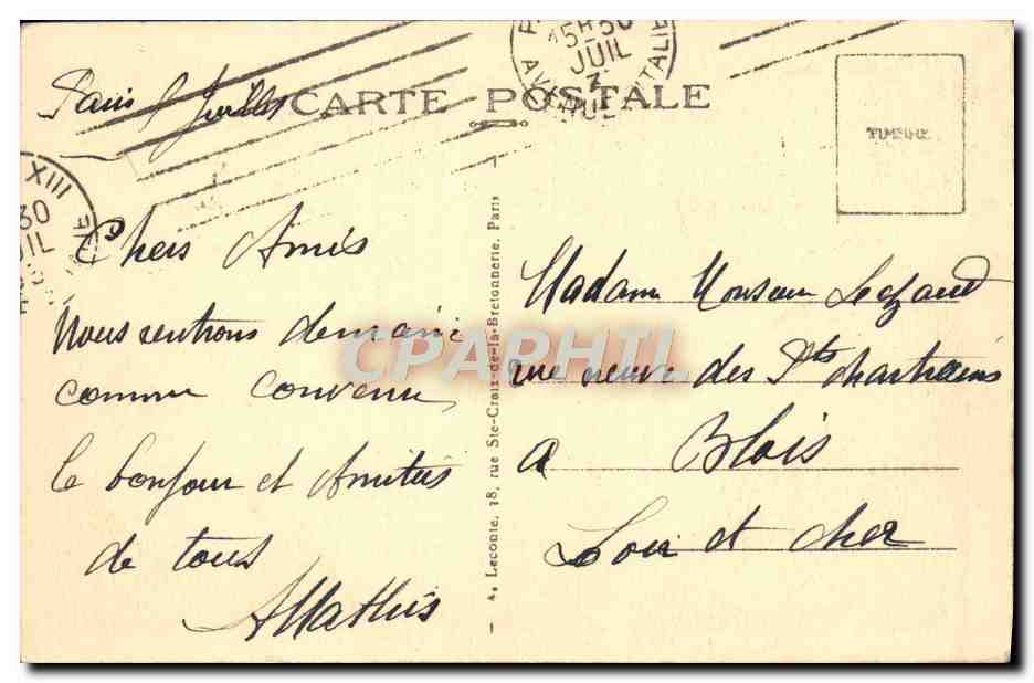 CPA Paris Arc De Triomphe  — Rückseite