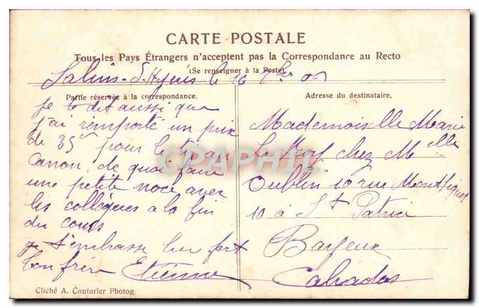 Il Charlemagne — Cacciatorpediniere di prima classe — Marina Militare Francese — n°308 — Verso