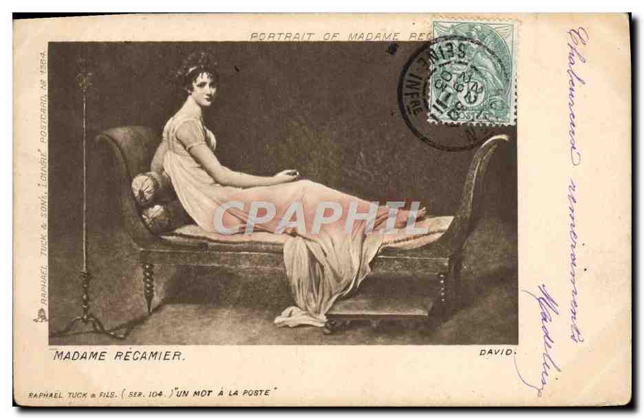 Madame Récamier — Portrait par David — Raphaël Tuck & Fils, série 104