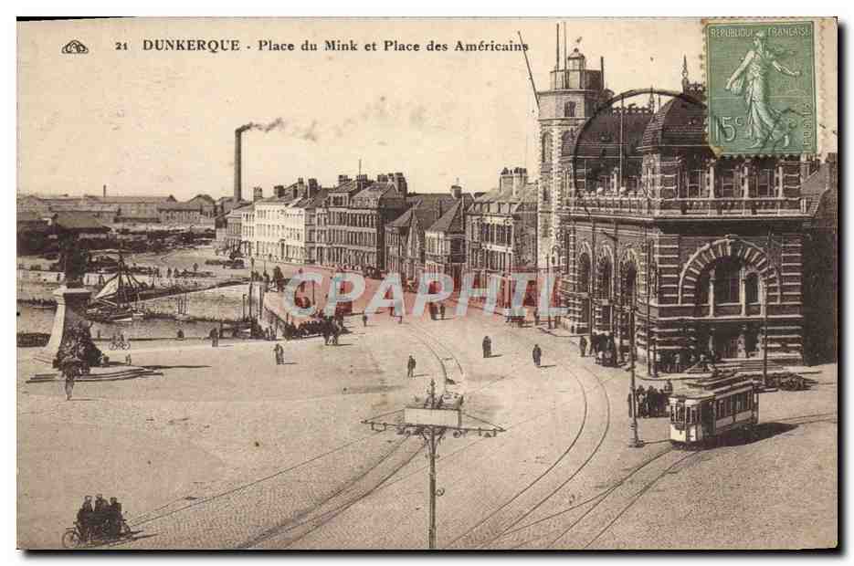 CPA Dankerque Place Du Mink Et Place Des Americains Tramway