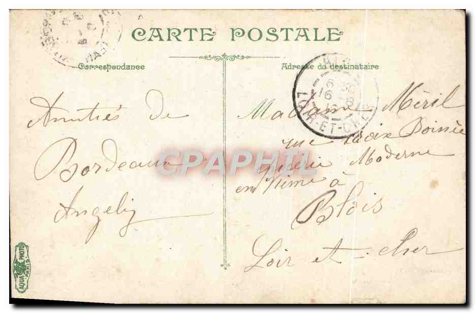 CPA Bordeaux Monument de Leon Gambetta — Verso