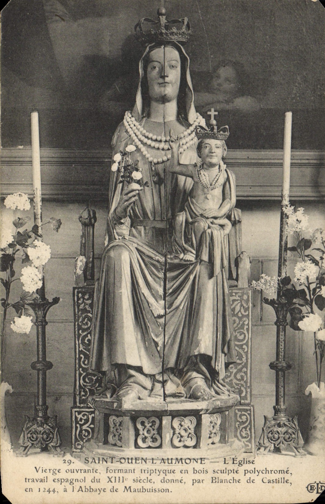 Sainte-Quenne-l'Aumône — Offene Jungfrau, spanische Statue des 13. Jahrhunderts — Kirche der Abtei Mauvuisson