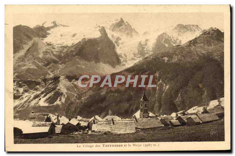 Le Village des Terrasses et la Meije (3987 m.) — Héliogravure d'Art, Éditions Martinho Fers, n°177