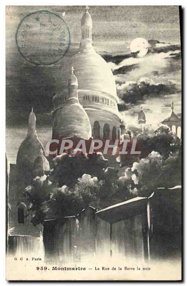 CPA Paris Montmartre La Rue De La Barre La Nuit Sacre Coeur 