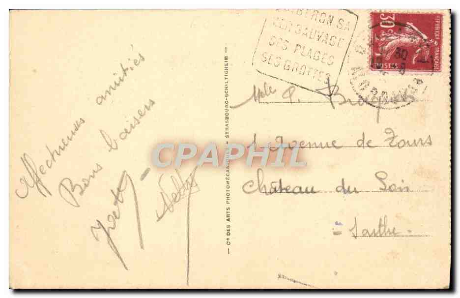 CPA Environs de Quiberon Penthievre DAguin Quiberon Plages Grottes — Rückseite