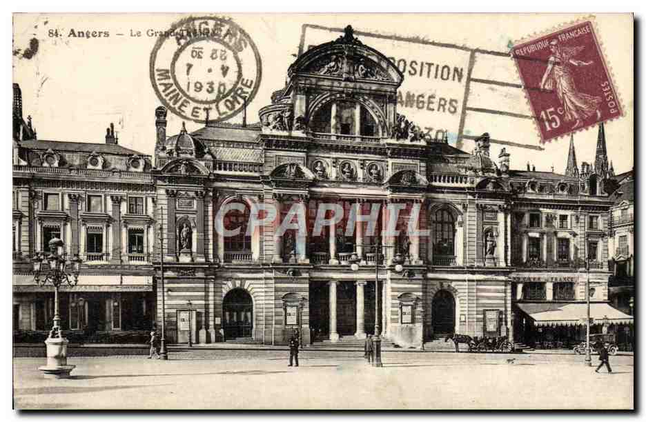 CPA Angers Le grand theatre Flamme Exposition d'Angers 1930