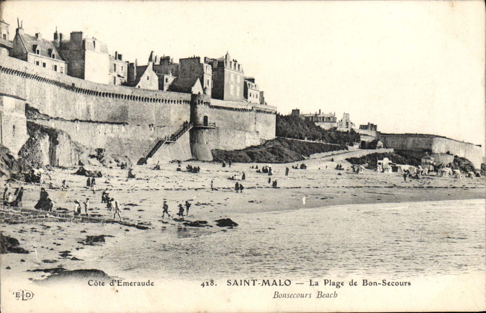 Saint-Malo — La Plage de Bon-Secours — Côte d’Emeraude, n°428, éditeur ELD