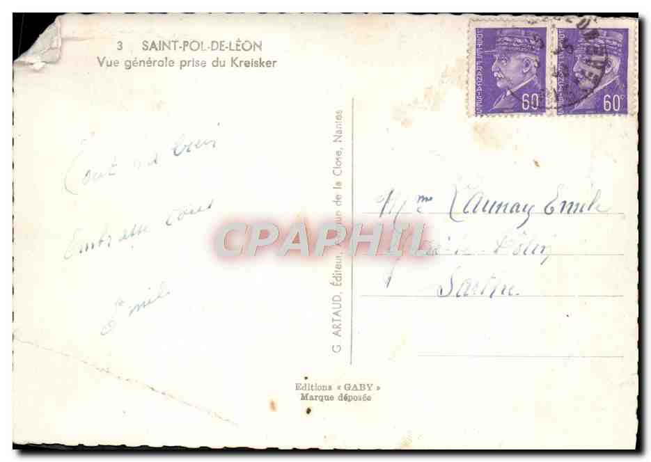 CPM Saint Pol De Leon Vue Generale Prise Du Kreisker — Verso