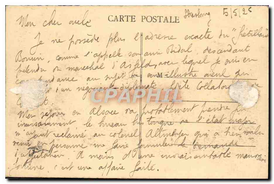 CPA Strasbourg Le Commissariat General Et la Cathedrale — Rückseite