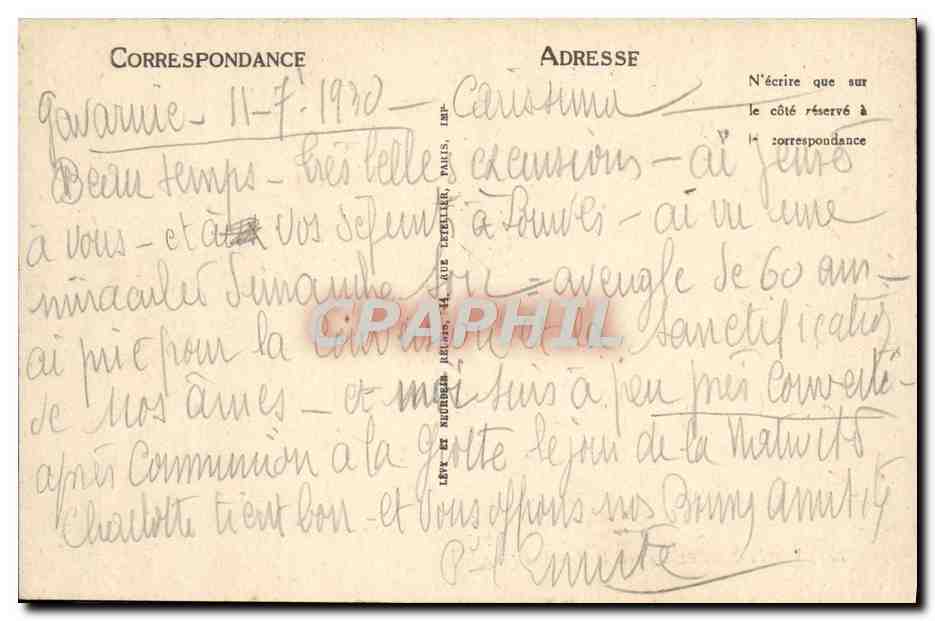 CPA Saint Sauveur Et Le Gouffre — Verso