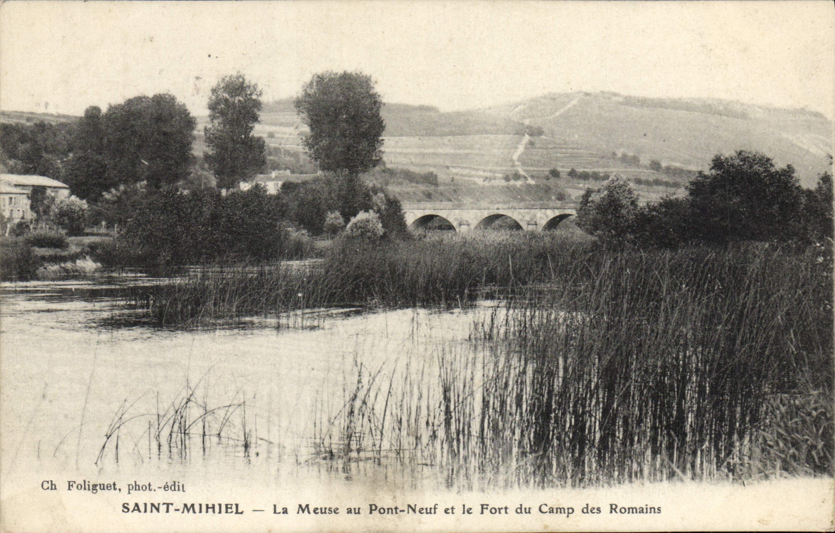 CPA Saint Mihiel La Meuse Au Pont Neuf Et Le Fort Du camp des romains cachet Meaux a Reims