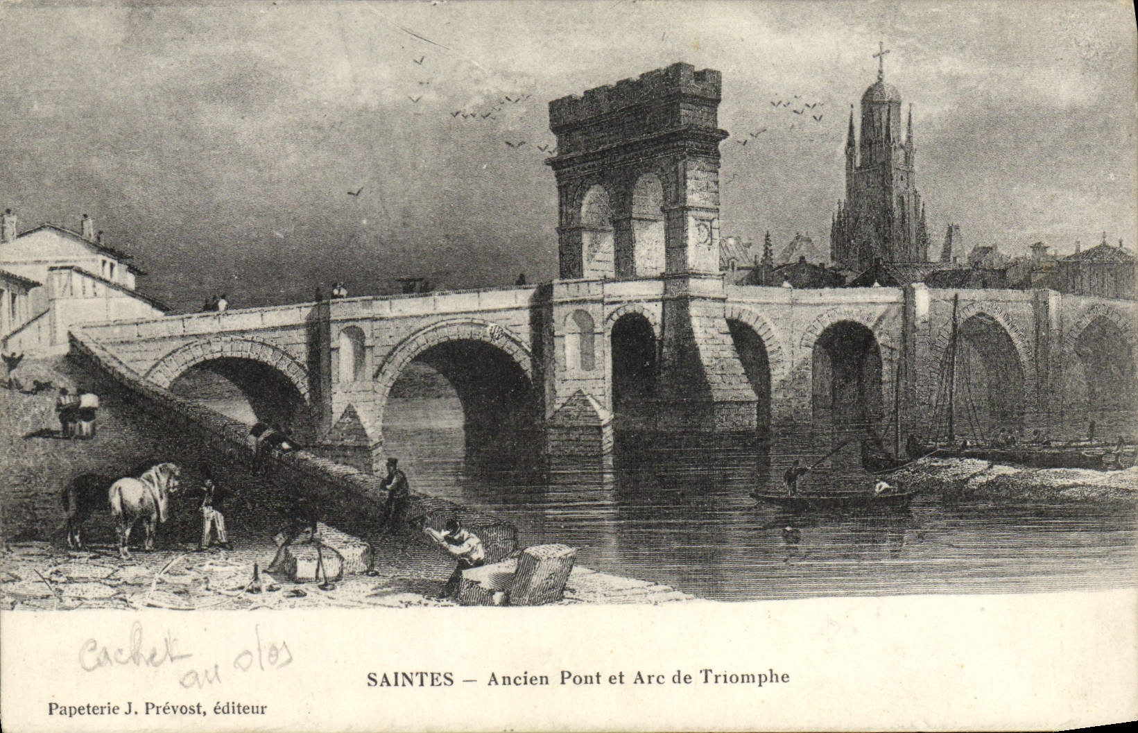 CPA Saintes Ancien Pont Et Arc De Triomphe