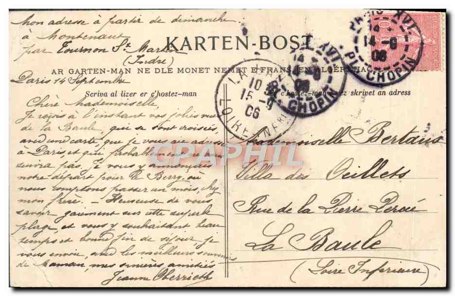 CPA Matinee De Juin A Portz Even Salon De 1893 E Bouille — Verso