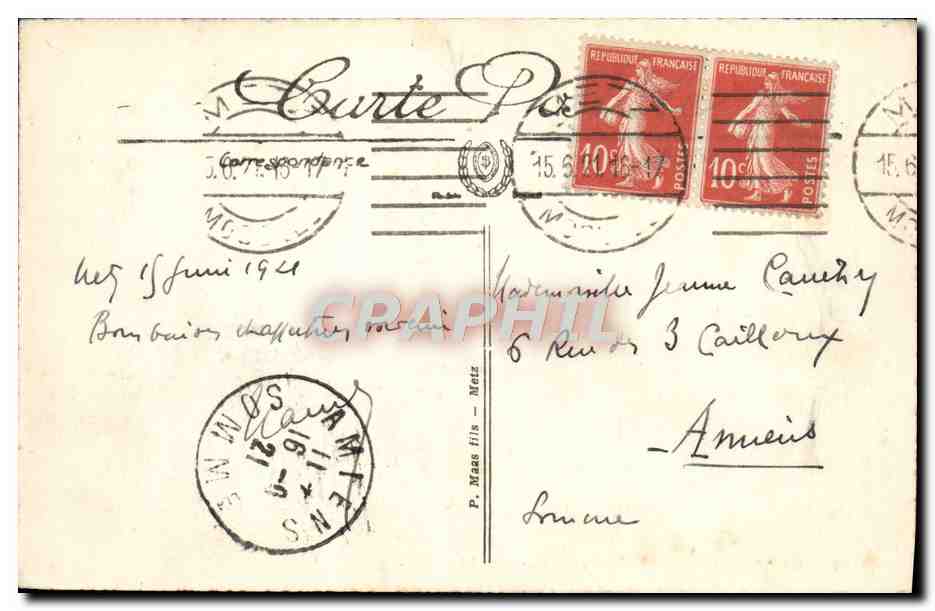 CPA Metz L'Hotel Des Postes Et La Gare — Rückseite