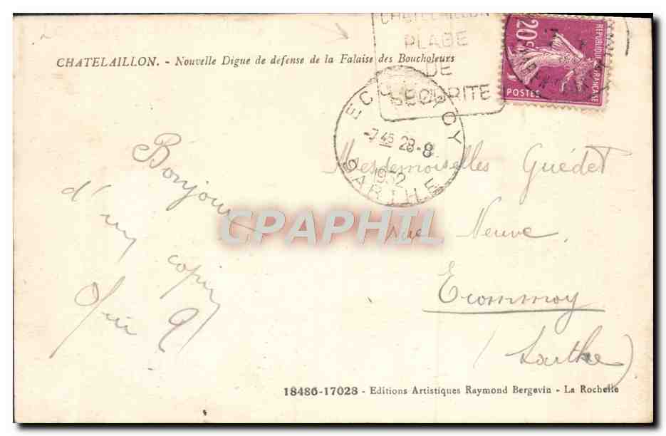 CPA Chatelaillon Nouvelle Digue De Defense De La Falaise Des Boucholeurs — Back