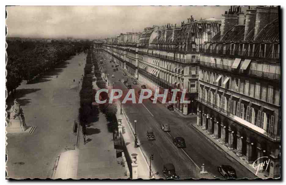 CPM Paris Et Ses Merveilles Rue de Rivoli et jardin des Tuileries Flamme France Pays du tourisme