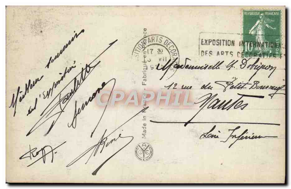 CPA Paris Exposition des Arts Decoratifs Vue de nuit — Verso