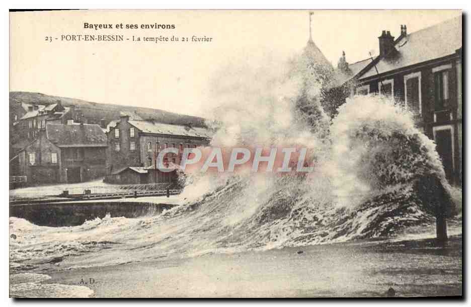CPA Port En Bessin La Tempete Du 21 fevrier