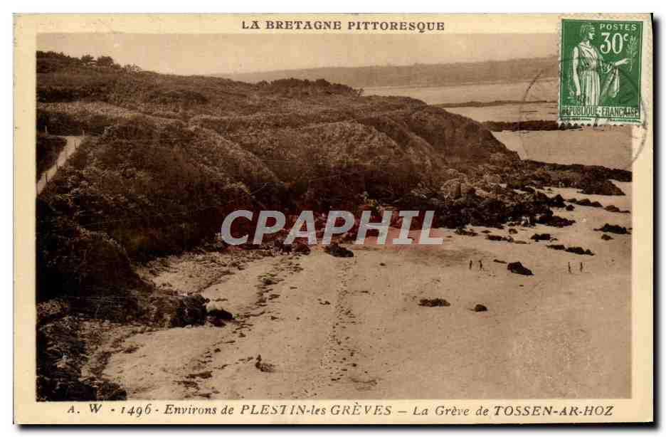 La Bretagne pittoresque — Environs de PLESTIN-les GRÈVES — La Grève de TOSSEN-AK-HOZ — A. W. 1496