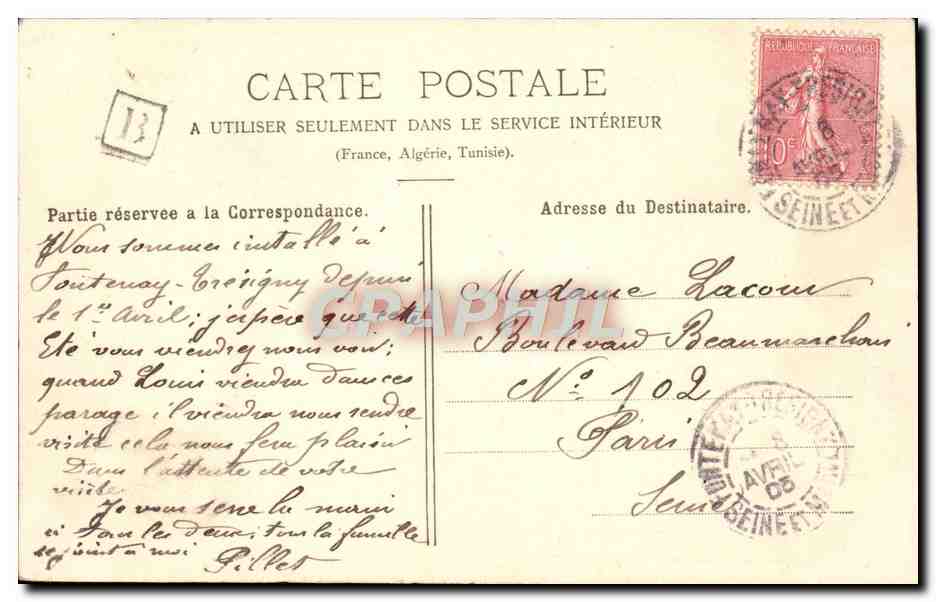 CPA Fontenay Tresigny Chateau De La Plumasserie — Rückseite