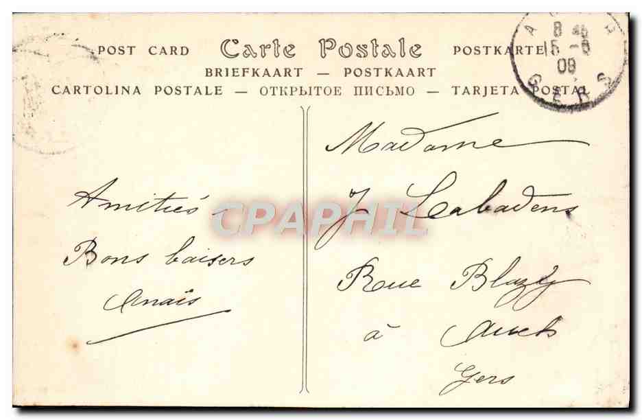 CPA Vichy Le Casino — Verso