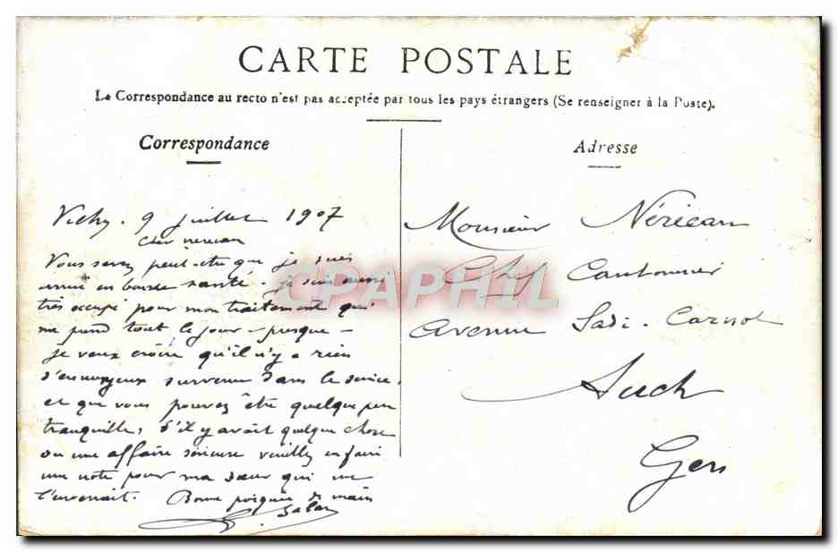 CPA Vichy Parc Et Source Lardy — Verso