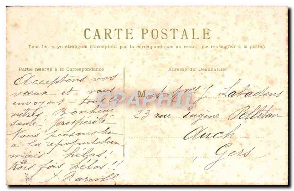 CPA Fantaisie Fleurs Bonne Annee — Verso