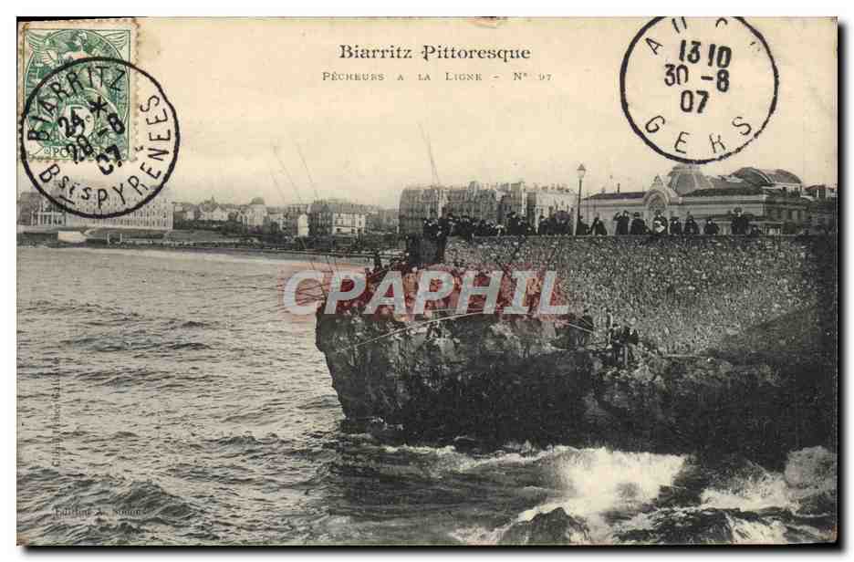 CPA Biarritz Pittoresque Pecheurs a la ligne Peche 
