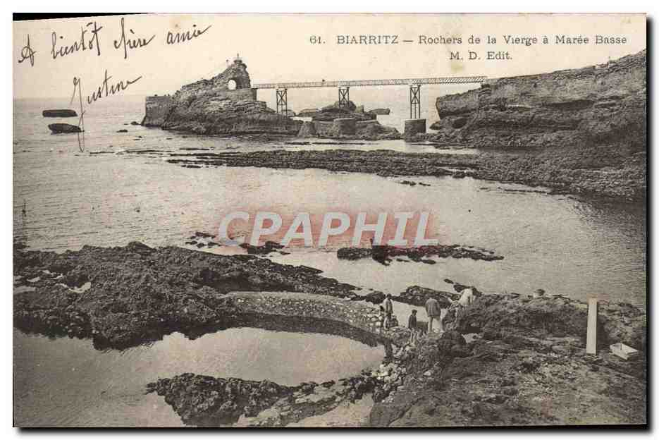 CPA Biarritz Rochers De La Vierge A Maree Basse